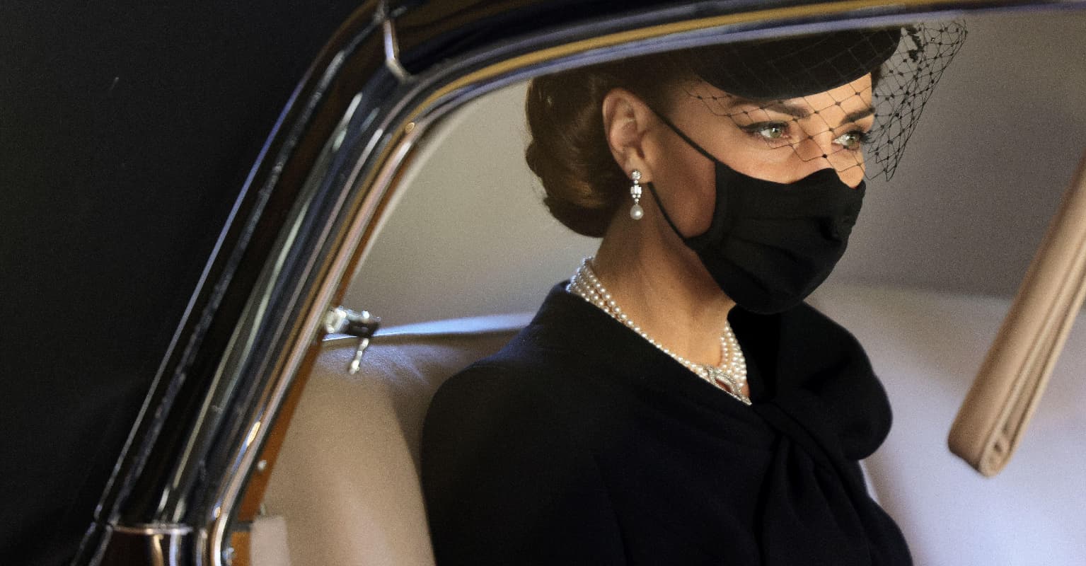 Kate Middleton's necklace at Prince Philip's funeral honored both the Queen and Princess Diana